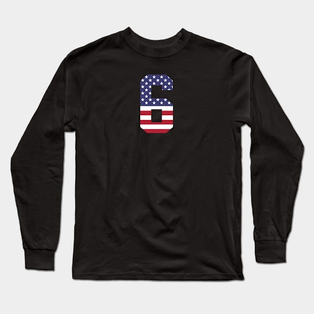 United States Number 6 Long Sleeve T-Shirt by Ericokore